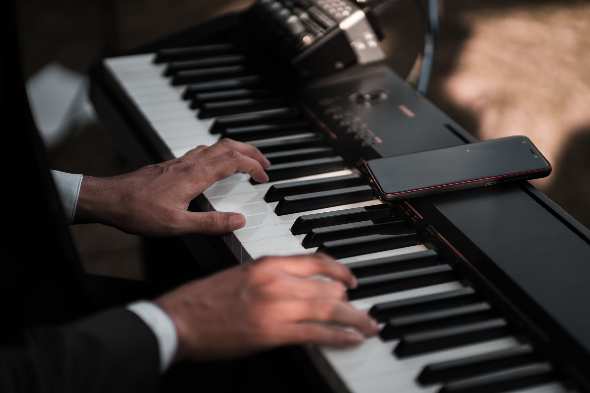 person playing piano
